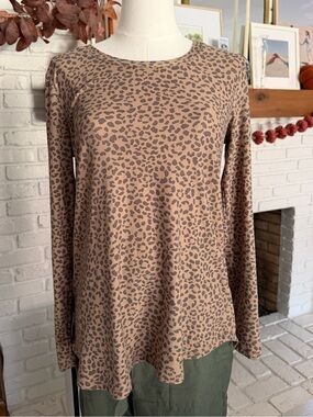 Leopard Print Long Sleeve Women's Top - Super Soft Material